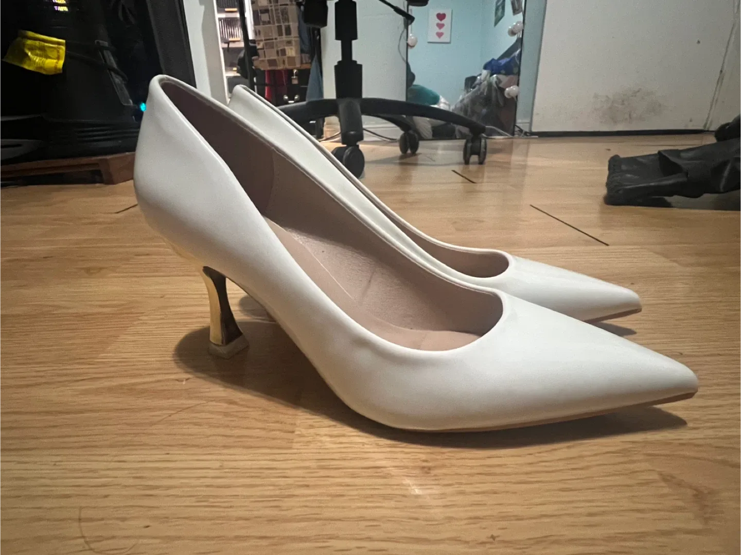 White Pointed Toe Heels - Size 6 US