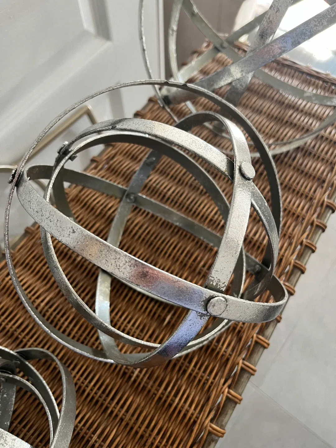 Set of 3 Silver Metal Decorative Spheres image indicator(4)