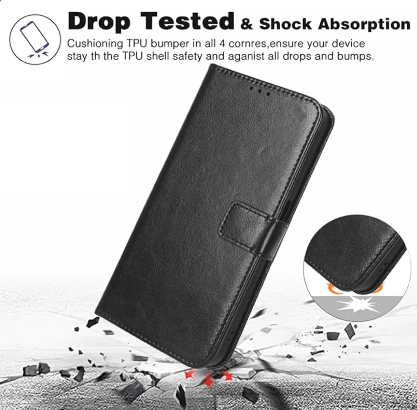 Black Leather Wallet Phone Case image indicator(3)