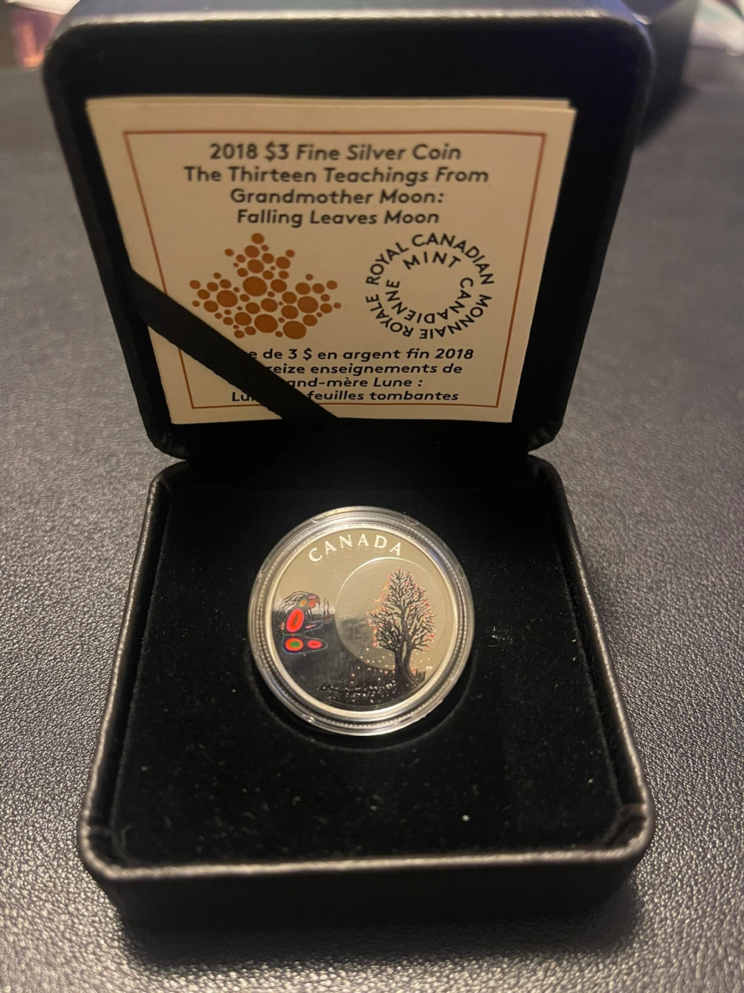 2018 $3 Fine Silver Coin - Falling Leaves Moon - photo 3