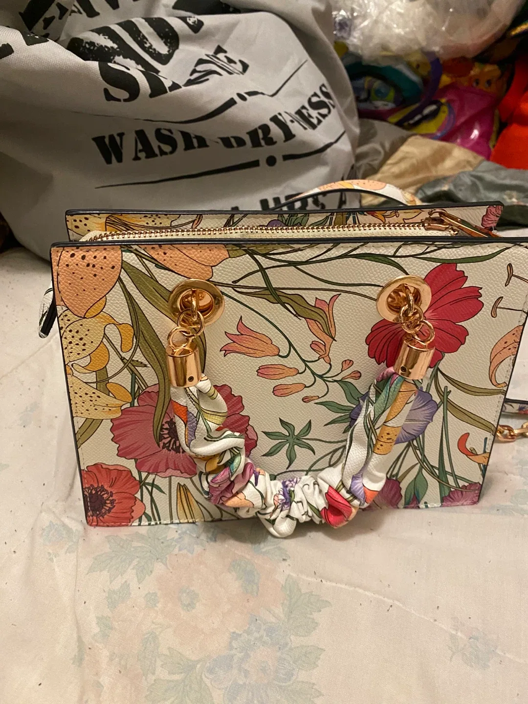 Floral Print Top Handle Bag