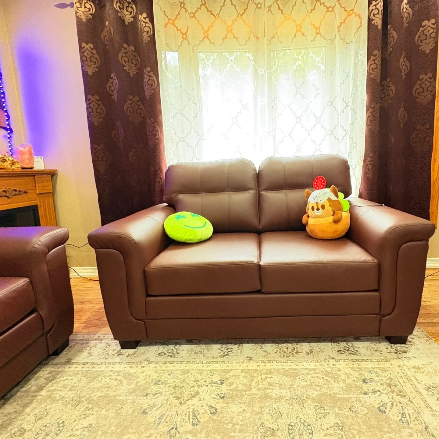 Brown Leather Sofa Set - 3 Seater & Loveseat image indicator(3)