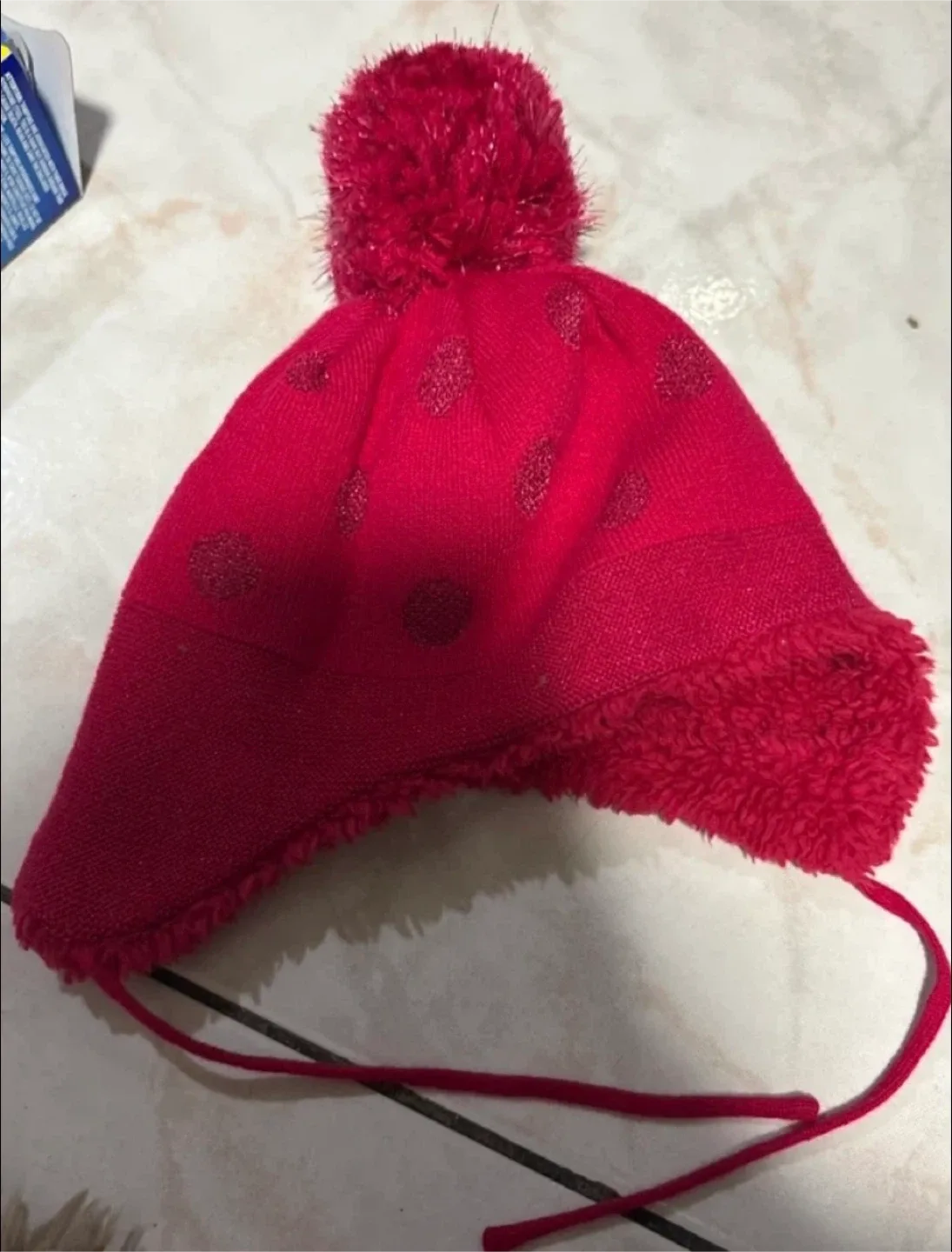 Red Winter Hat with Pom Pom