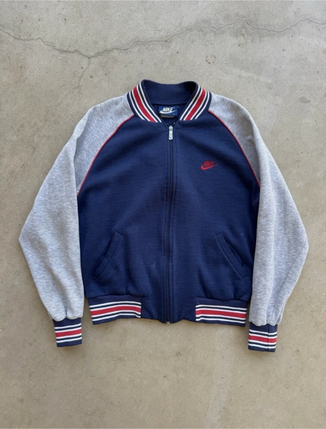 Nike Vintage Bomber Jacket - Blue & Grey M