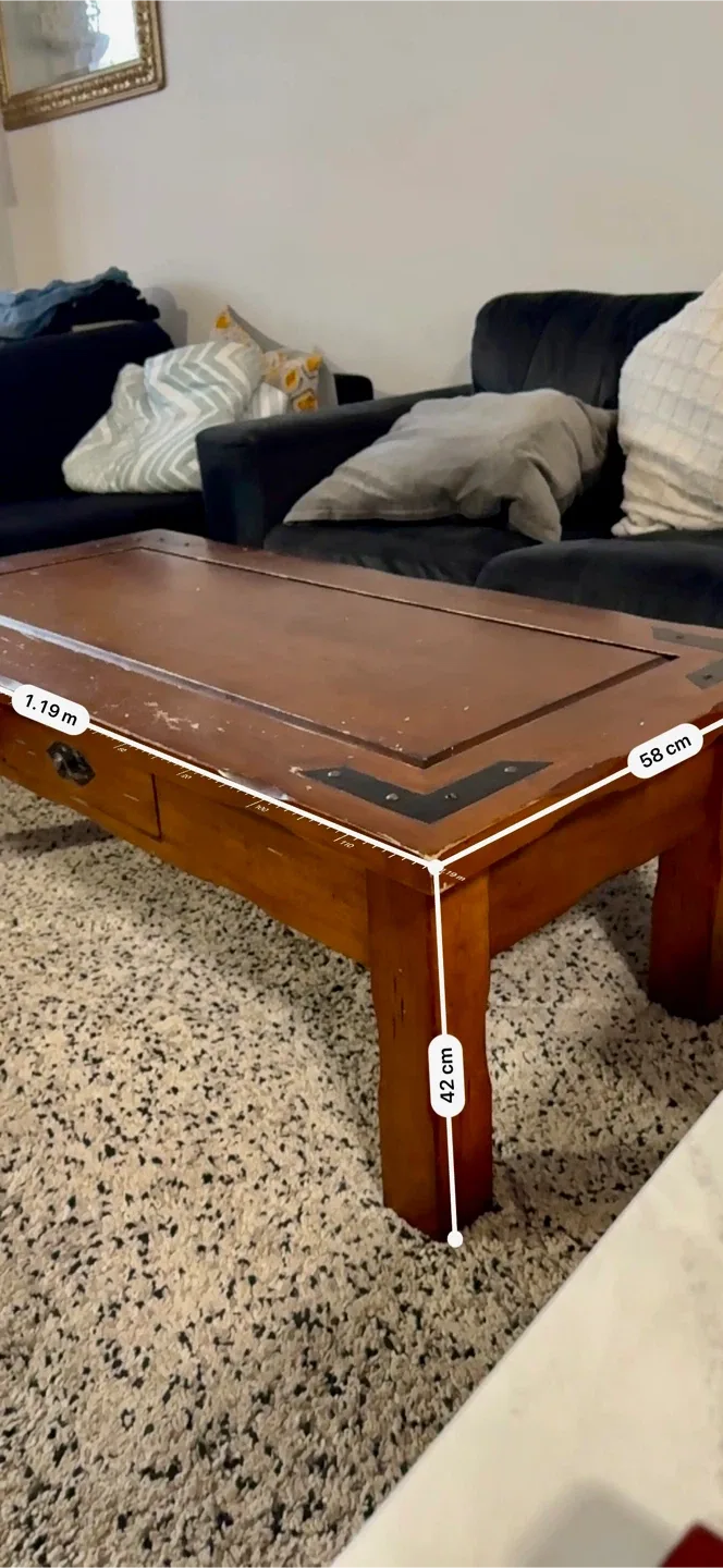 Wooden Coffee Table & Sectional Sofa