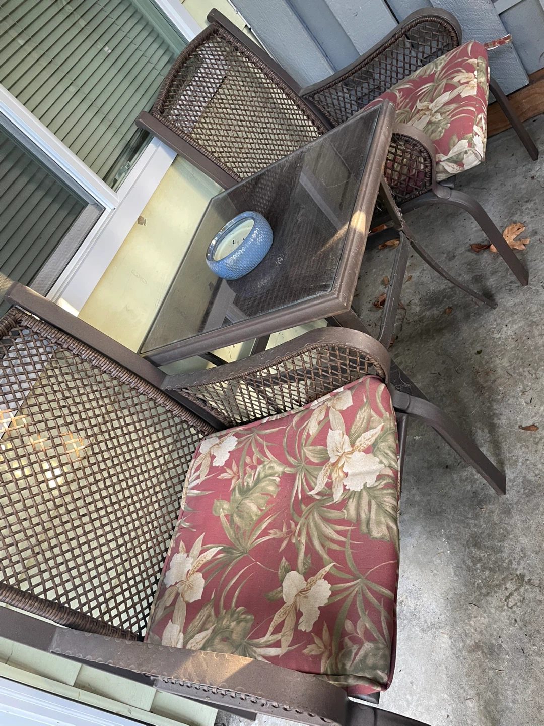 Outdoor Patio Set with Cushions & Glass Table