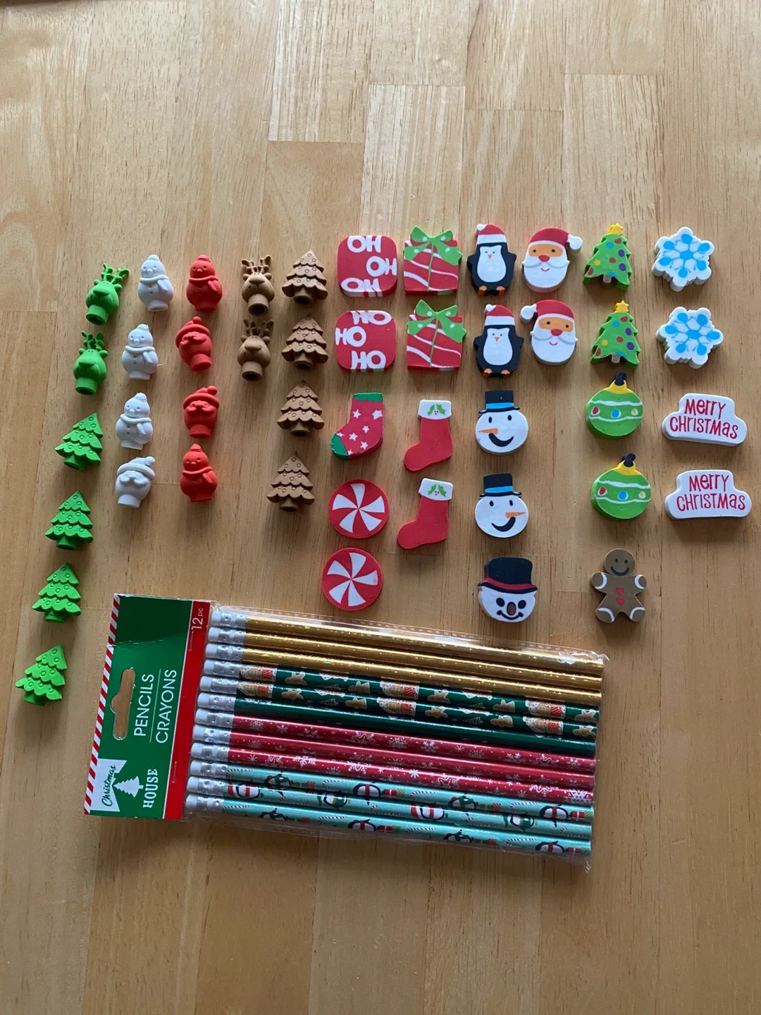 NEW Christmas Pencils & Erasers
