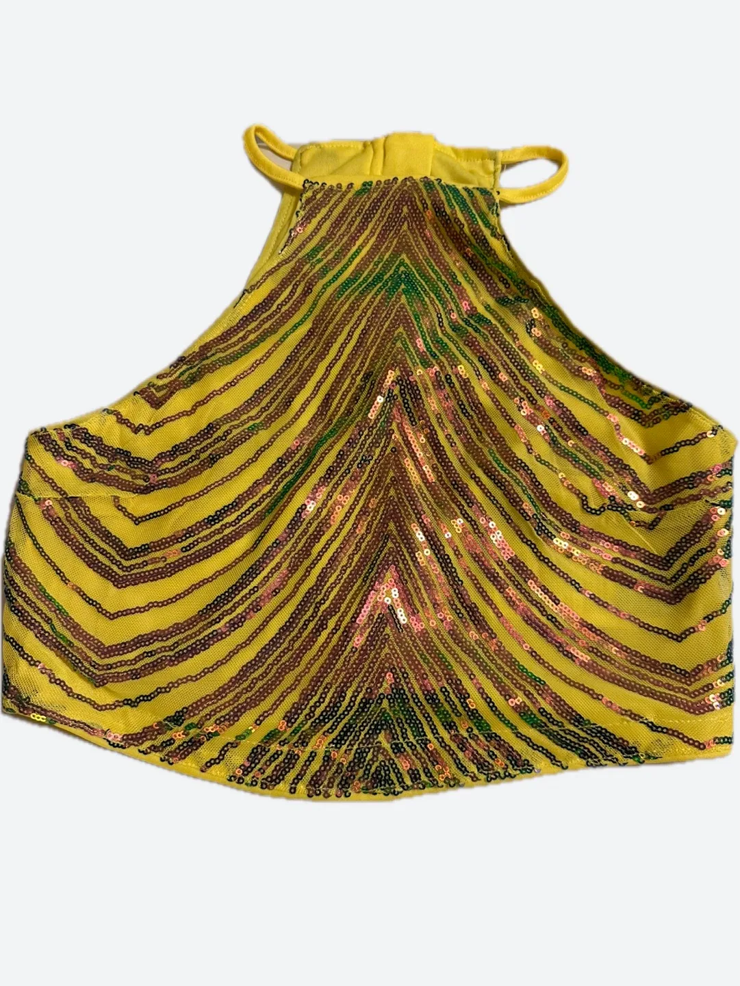 Yellow Sequin Halter Top & Skirt Set