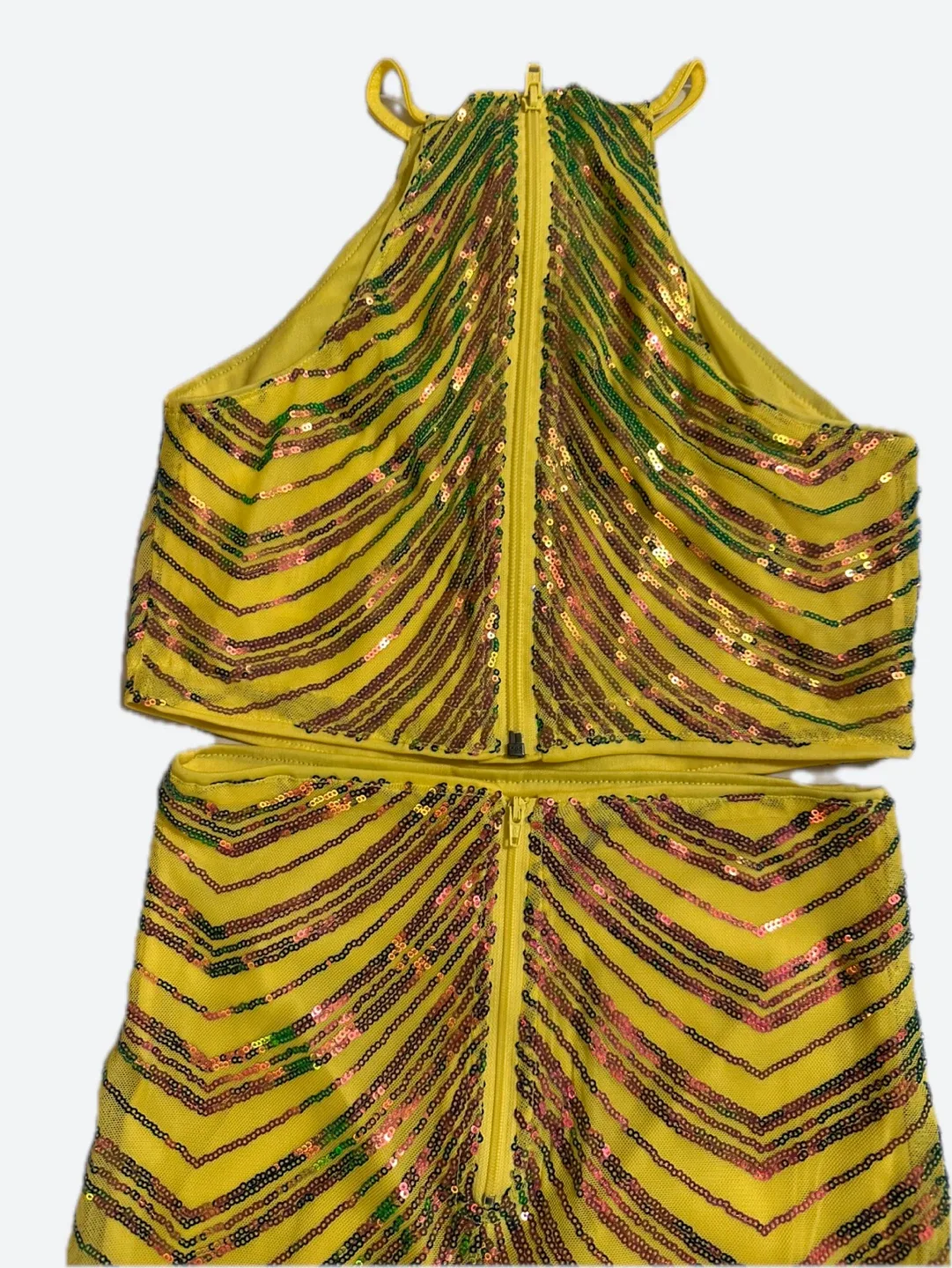 Yellow Sequin Halter Top & Skirt Set image indicator(6)