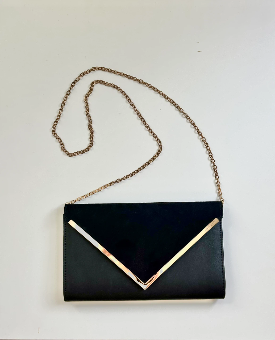 ALDO Black Clutch with Gold Chain