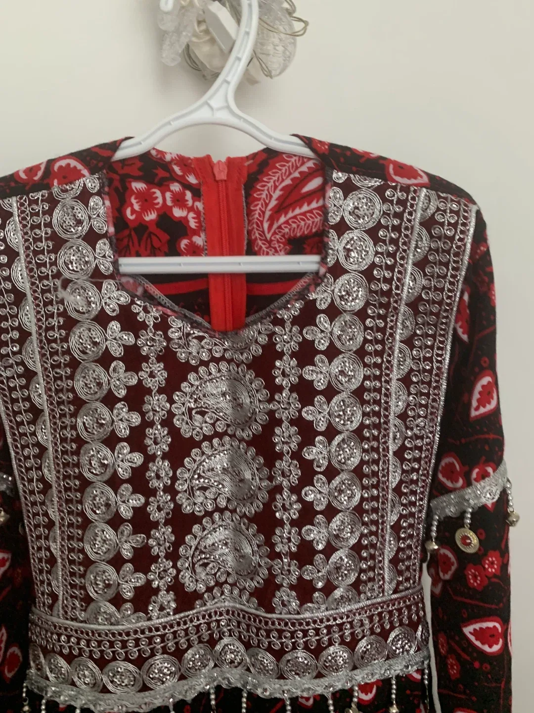 Red & Black Embroidered Dress image indicator(3)