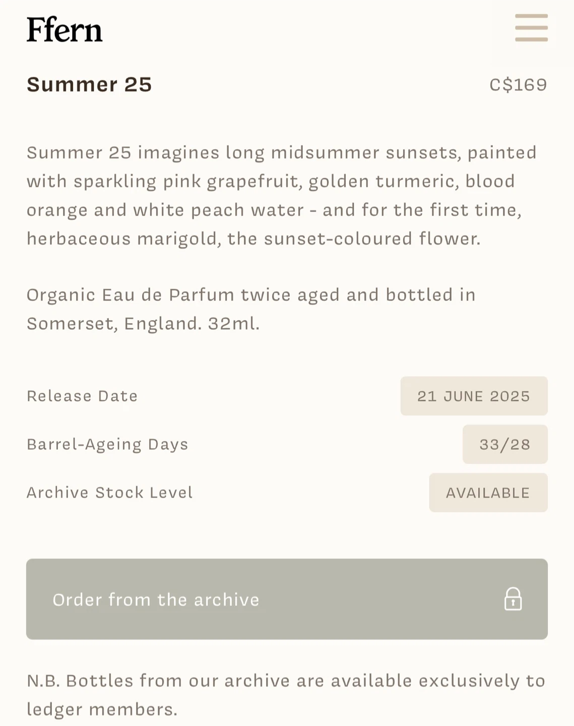 Ffern Summer 25 Organic Eau de Parfum (32ml) - photo 2