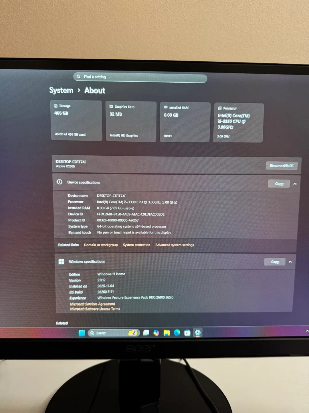 Acer Aspire XC600 Desktop PC image indicator(4)