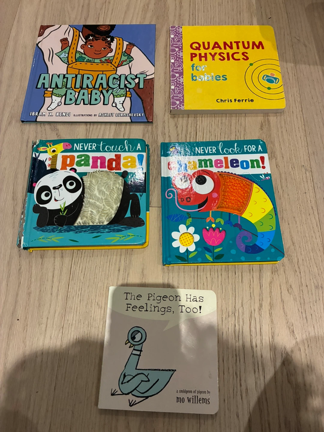 Kids Books: Antiracist Baby, Physics for Babies, Panda, Pigeon