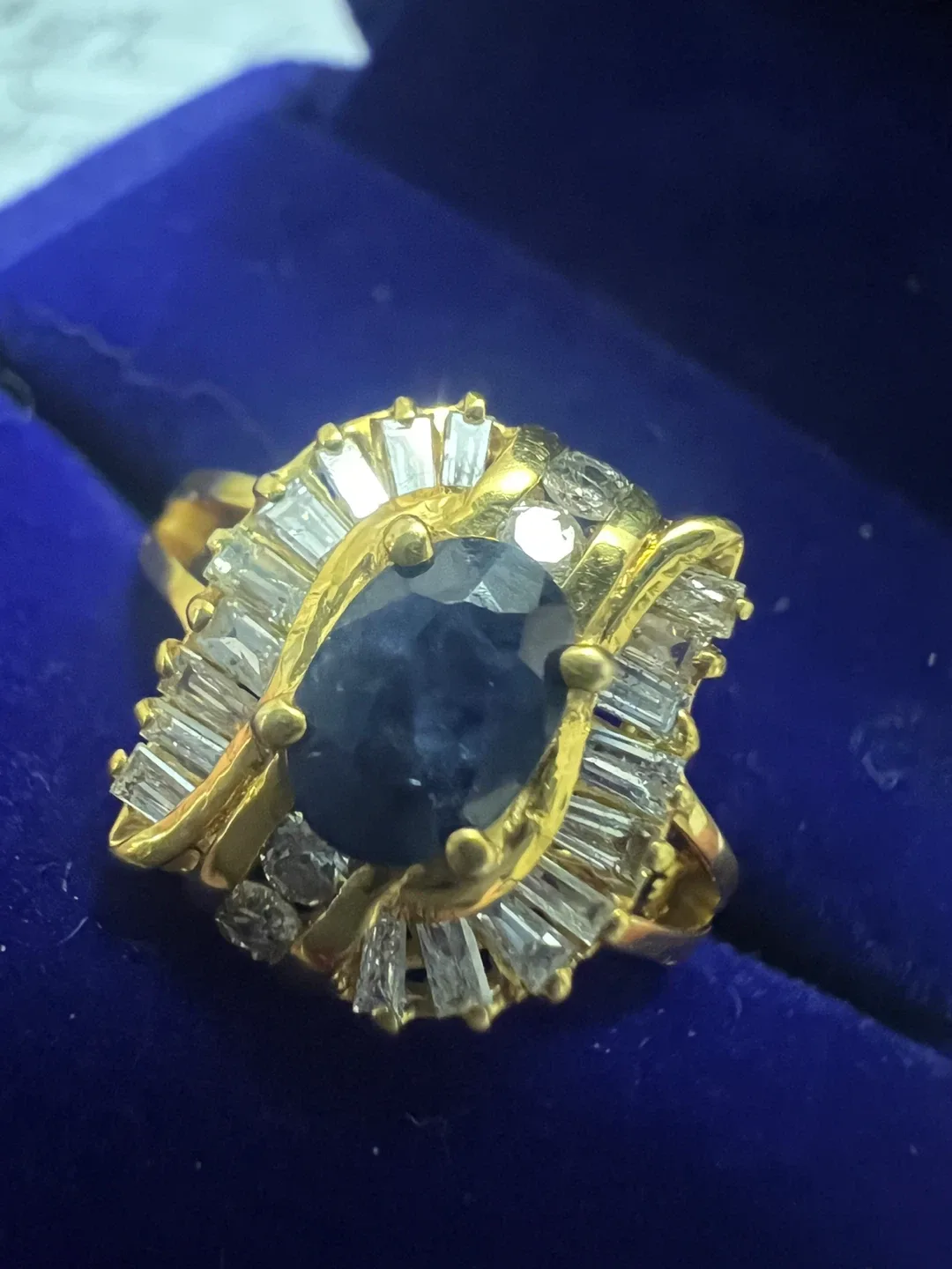 14 k Sapphire and Diamond Gold Ring