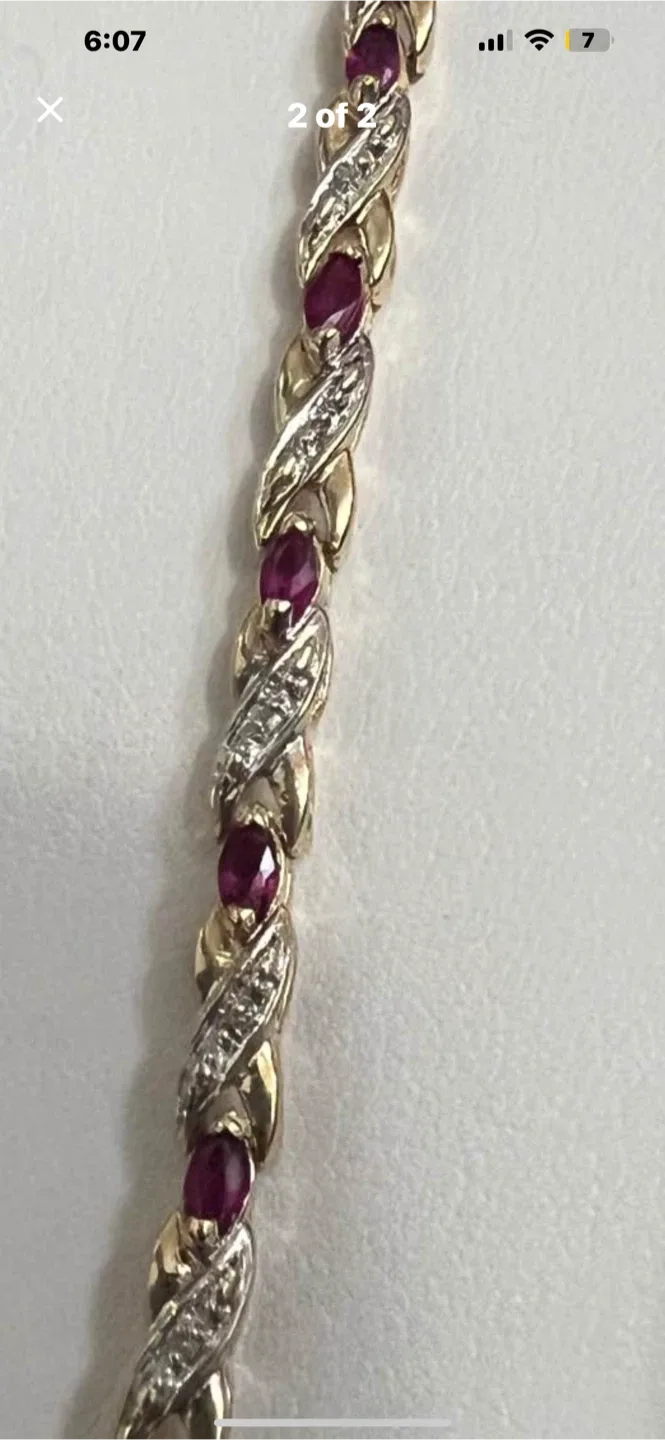 10 k Gold Ruby & Diamond Bracelet