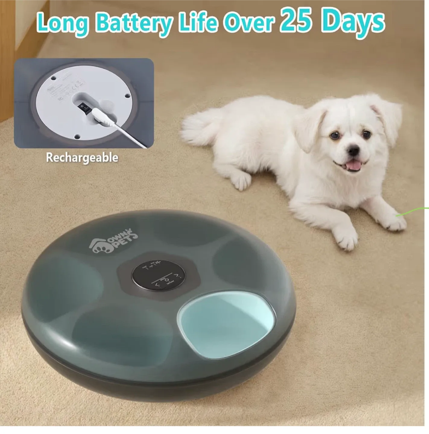 Pet automatic feeder - cat - dog - dry / wet food - 6-Meal image indicator(4)