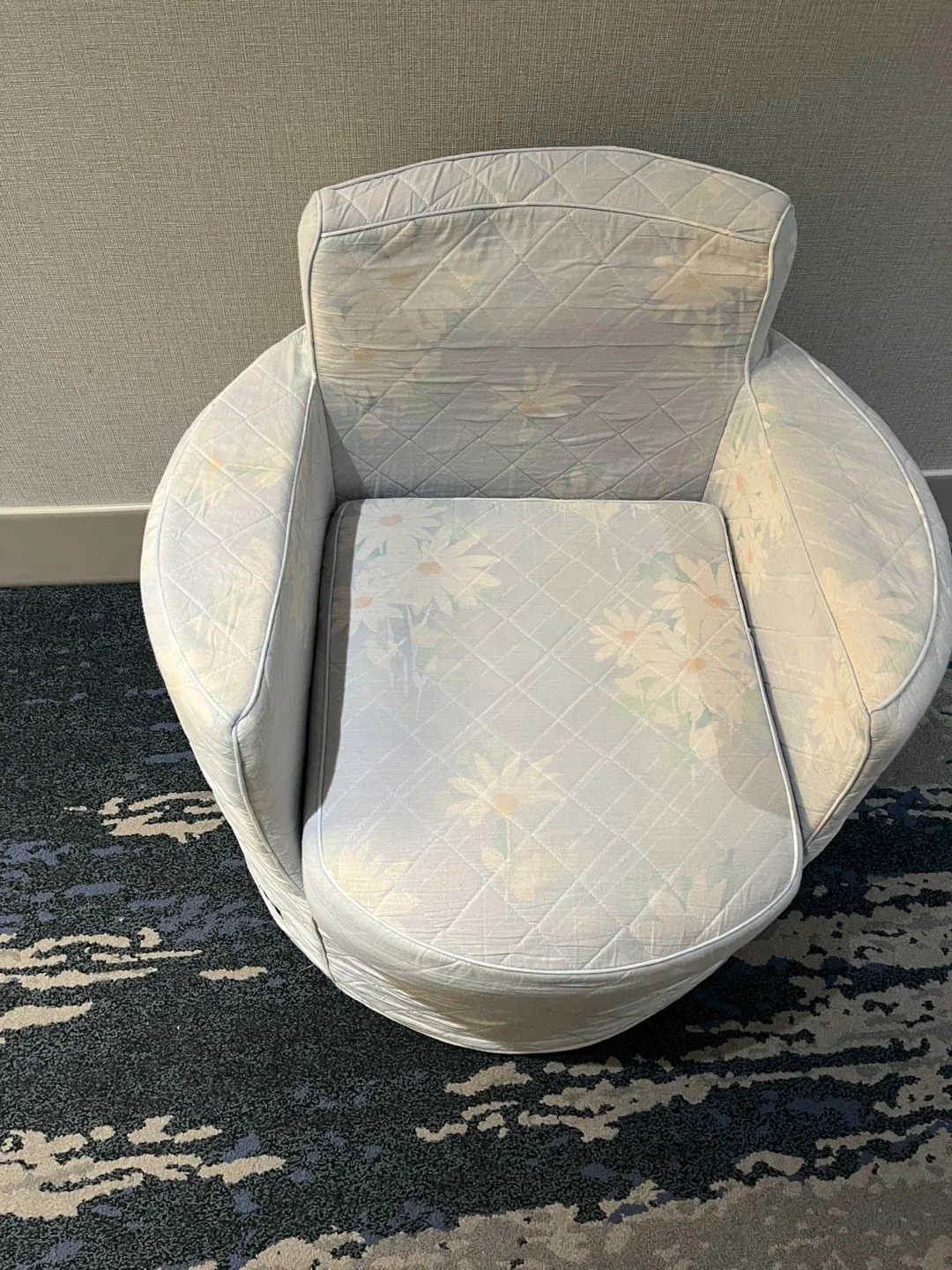 Floral Swivel Barrel Chair