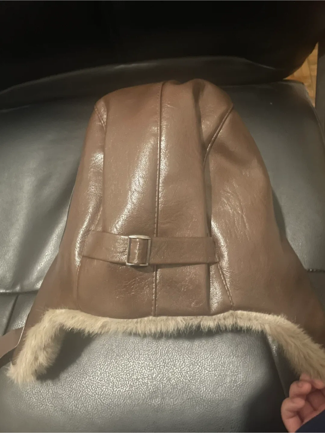 Brown Leather & Faux Fur Trapper Hat image indicator(3)