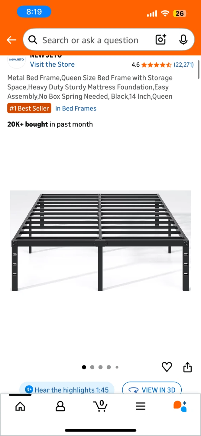 Queen Size Metal Bed Frame 14 Inch Black - photo 4