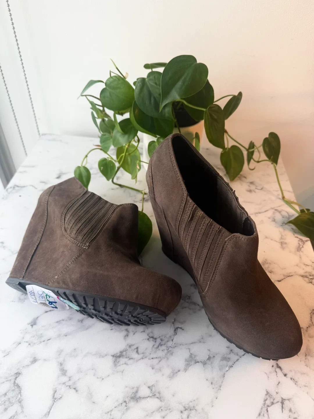Brown Suede Wedge Booties – Chic Fall/Winter Ankle Boots image indicator(3)