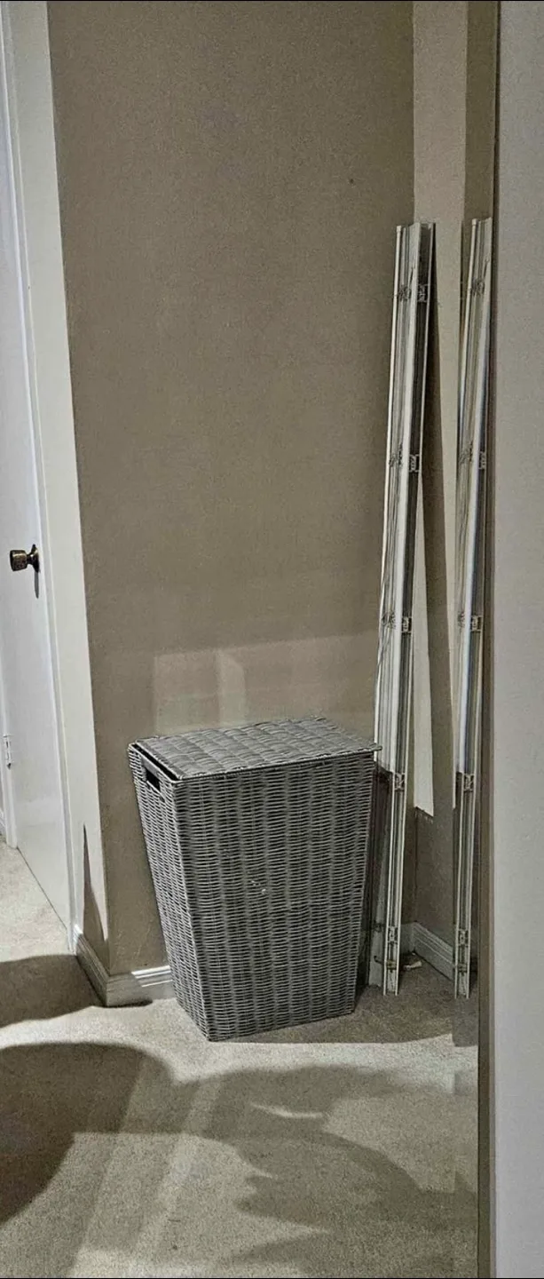 Grey Wicker Laundry Hamper