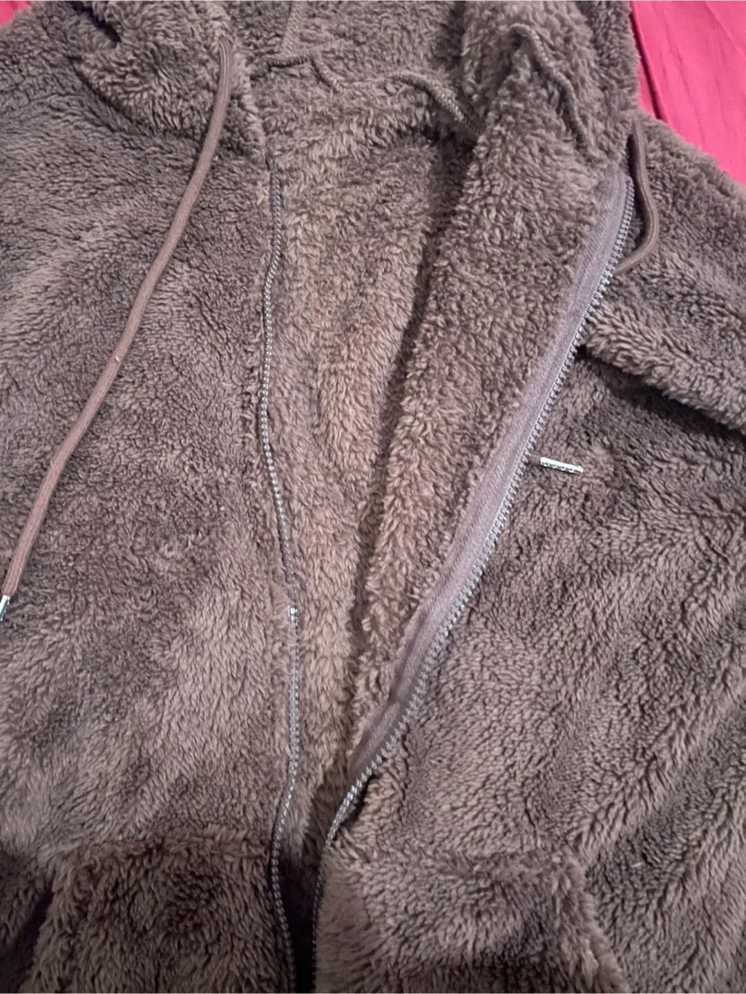 Brown Fuzzy Zip-Up Hoodie image indicator(3)