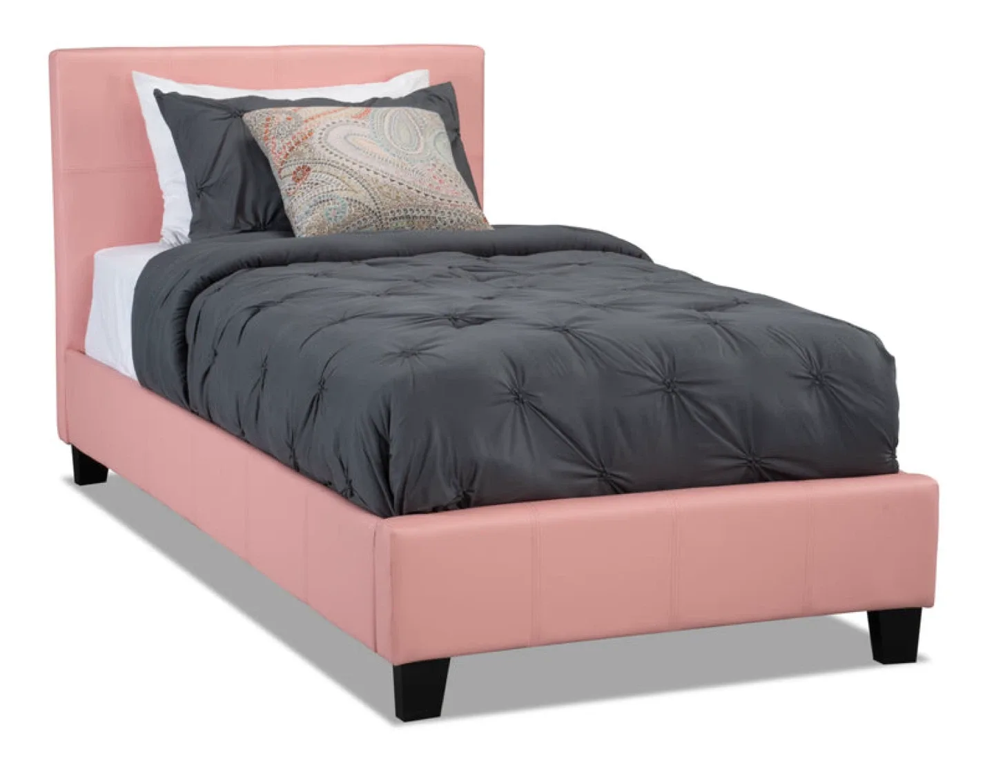 Pink Faux Leather Upholstered Twin Platform Bed