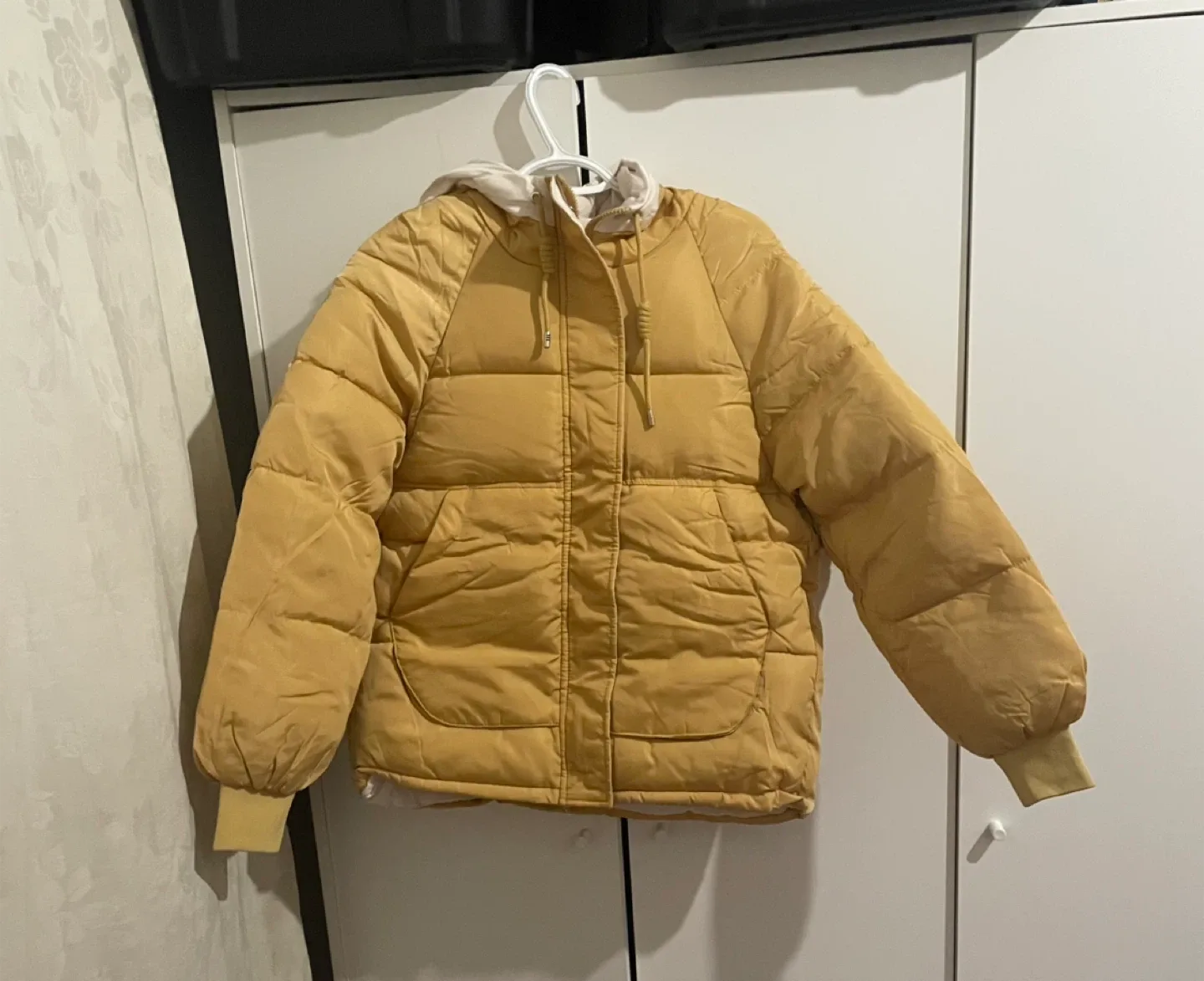 Yellow Puffer Jacket with Hood