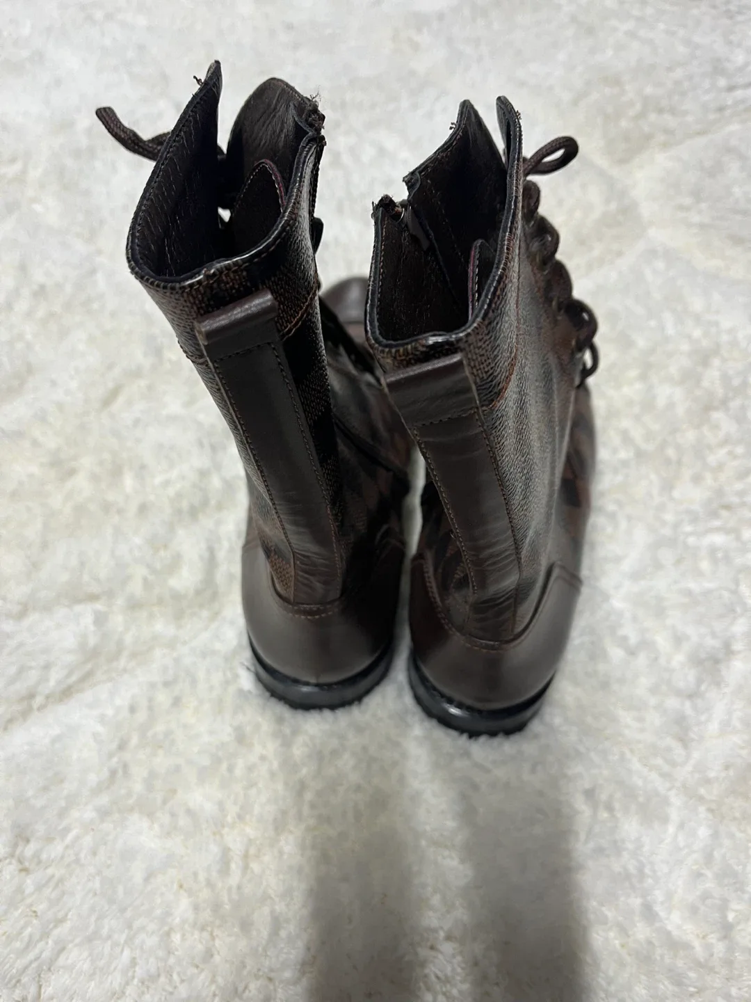 Louis Vuitton Inspired Brown Checkered Boots image indicator(3)