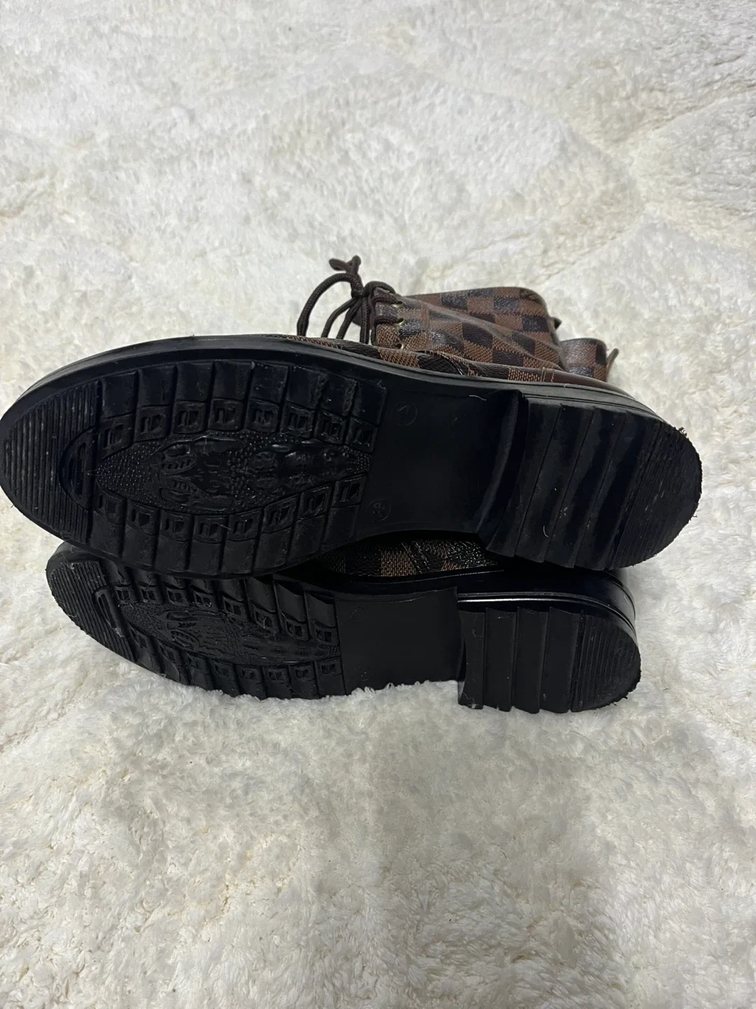 Louis Vuitton Inspired Brown Checkered Boots image indicator(2)