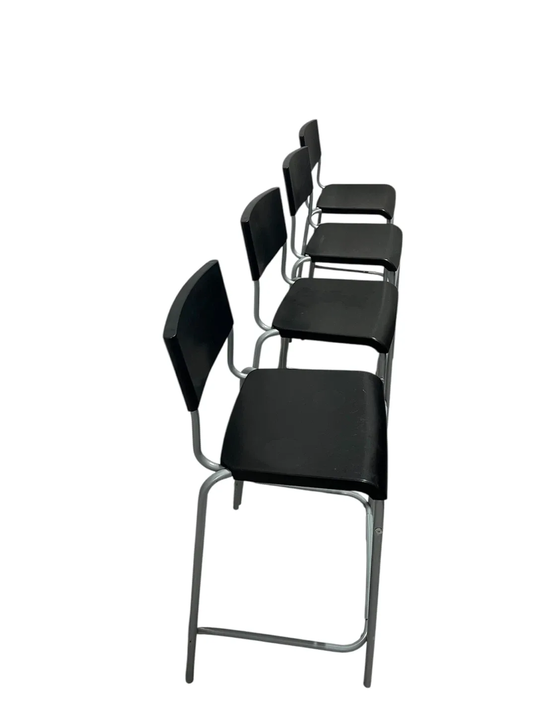 Stackable Black Bar Stools 4chair image indicator(2)