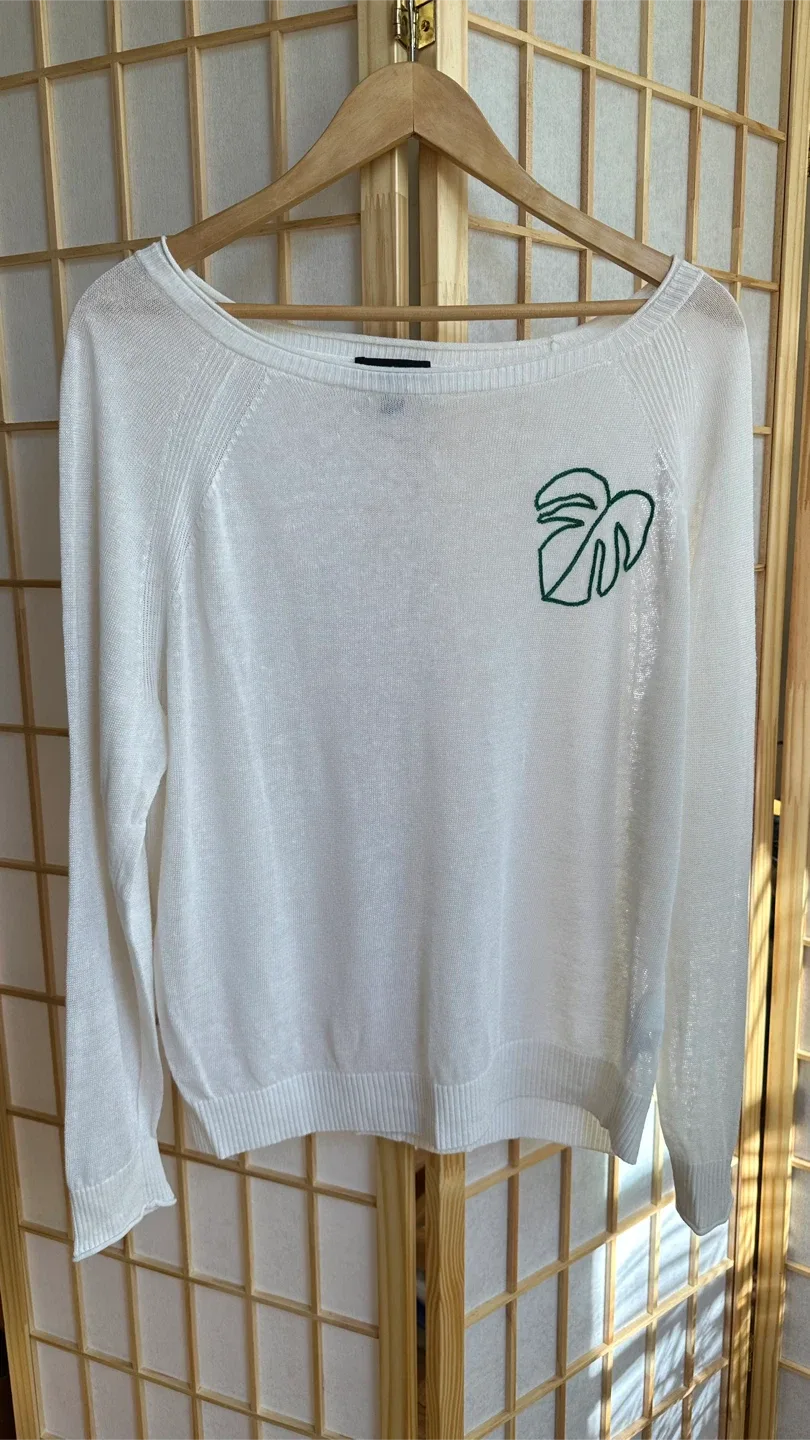 JCrew White Sweater size M image indicator(2)