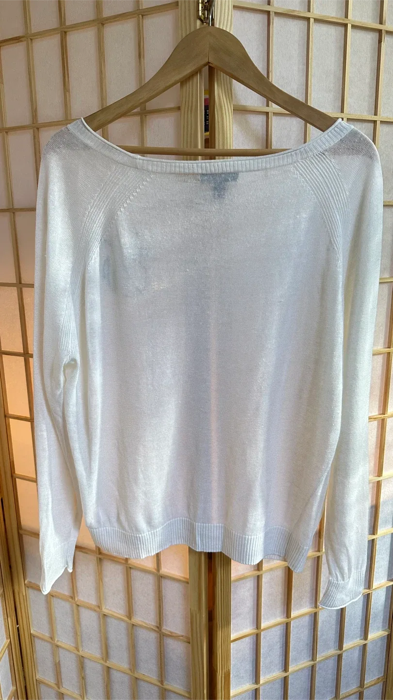 JCrew White Sweater size M image indicator(3)