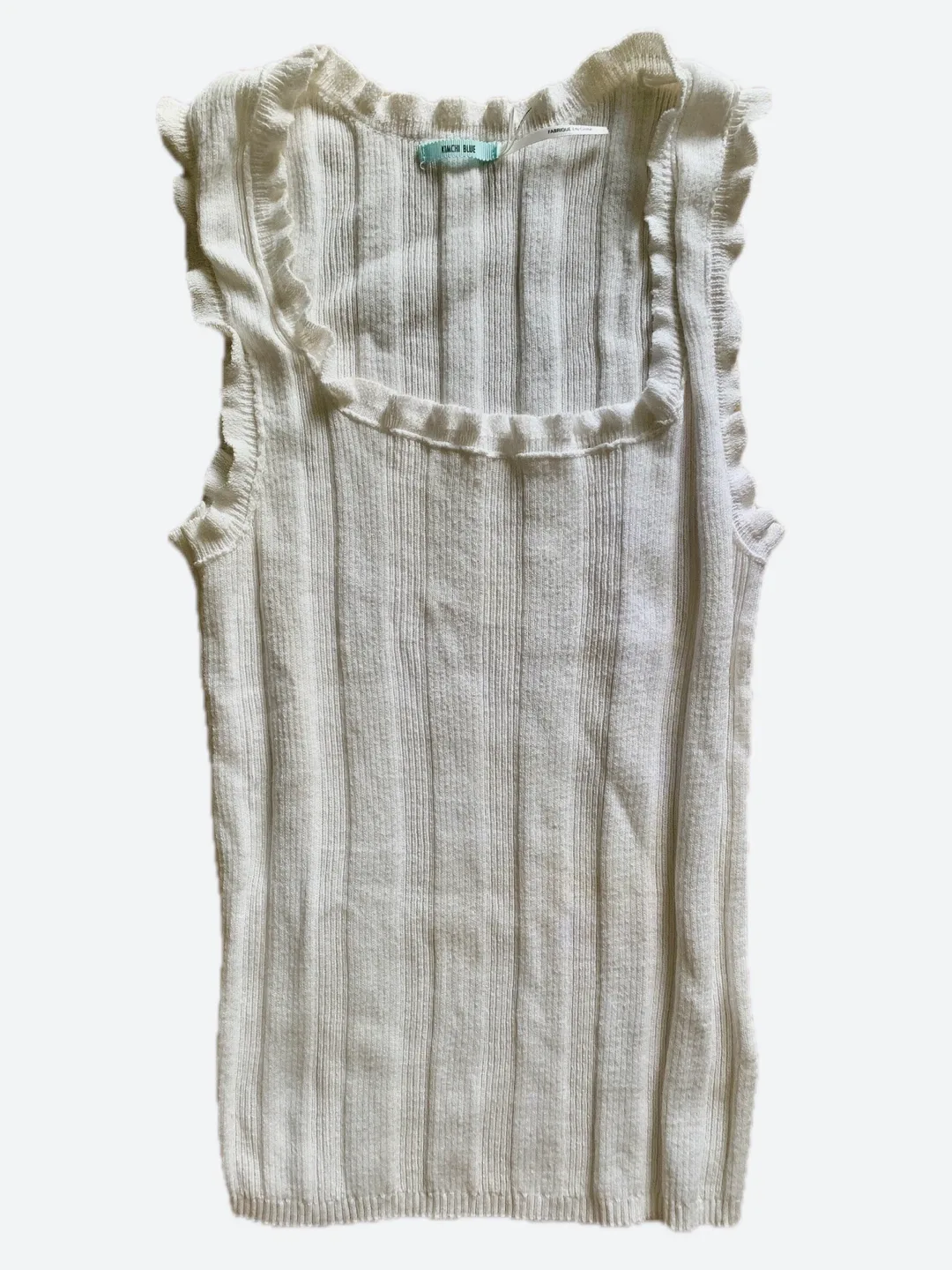 Kimchi Blue White Ruffle Tank Top - Size Small image indicator(2)