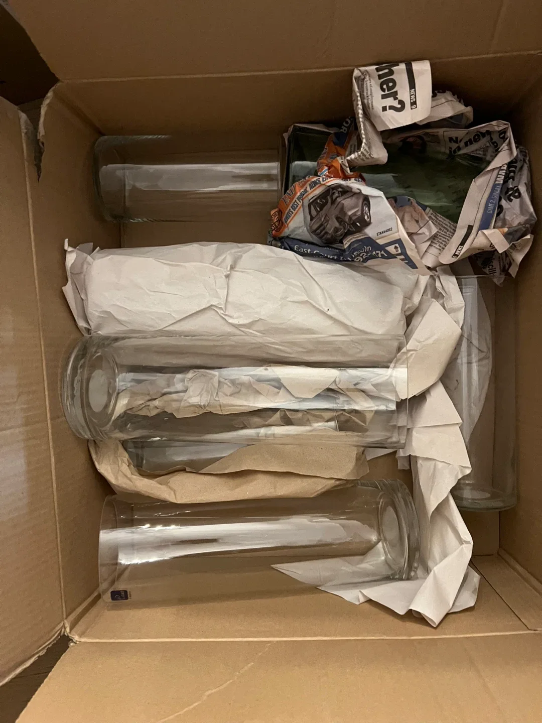 6 Clear Glass Cylinder Vases