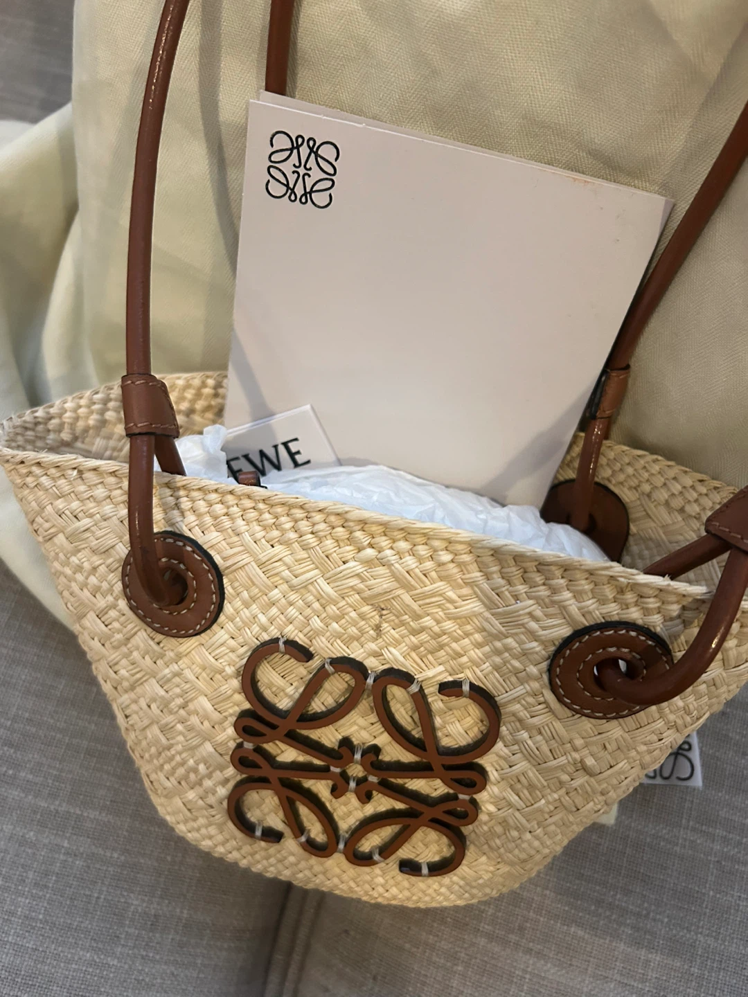 Loewe Mini Anagram Raffia Basket Bag - photo 2
