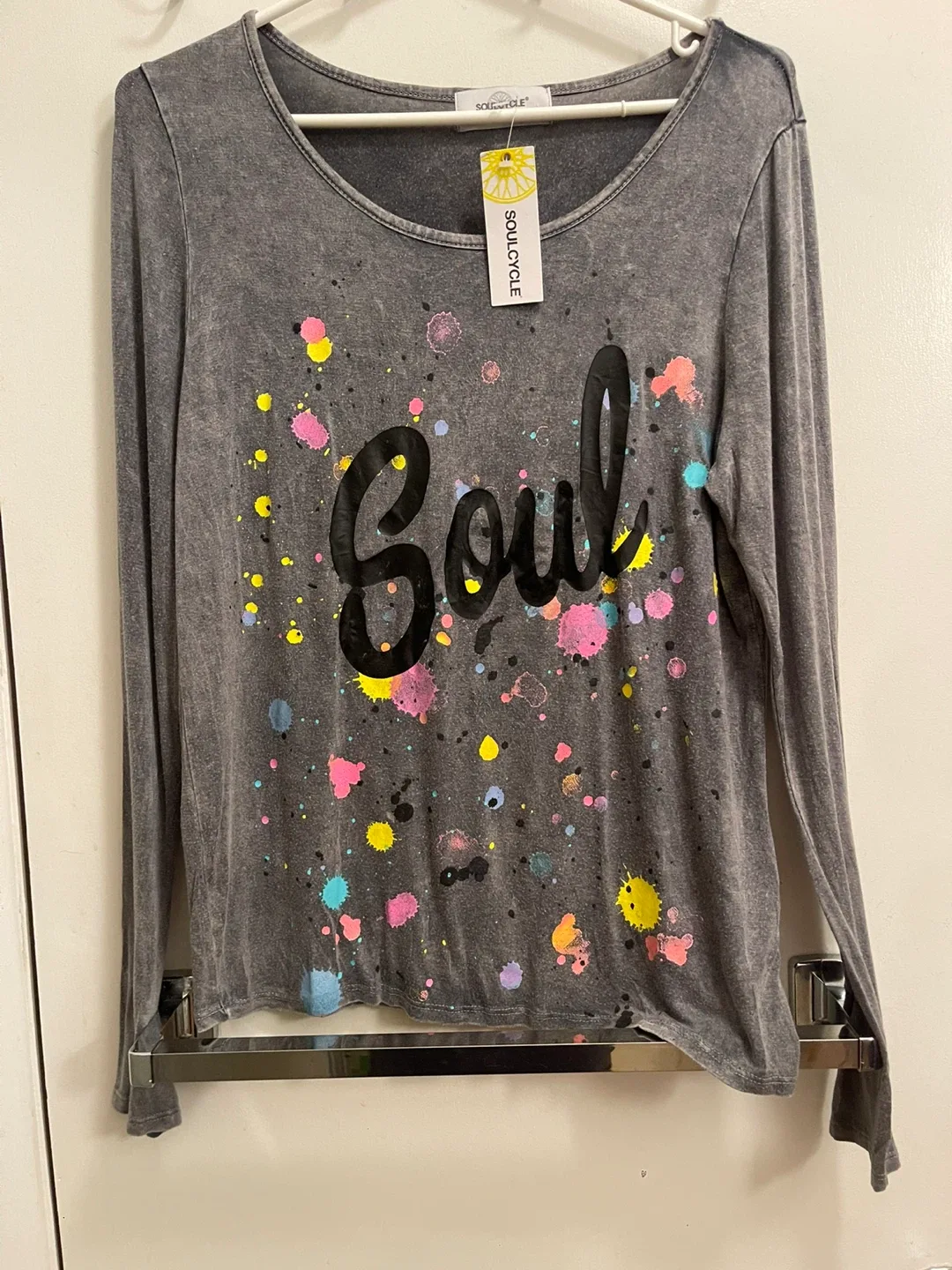 NEW SoulCycle Splatter LS Airbrush Soul Top - Size Small