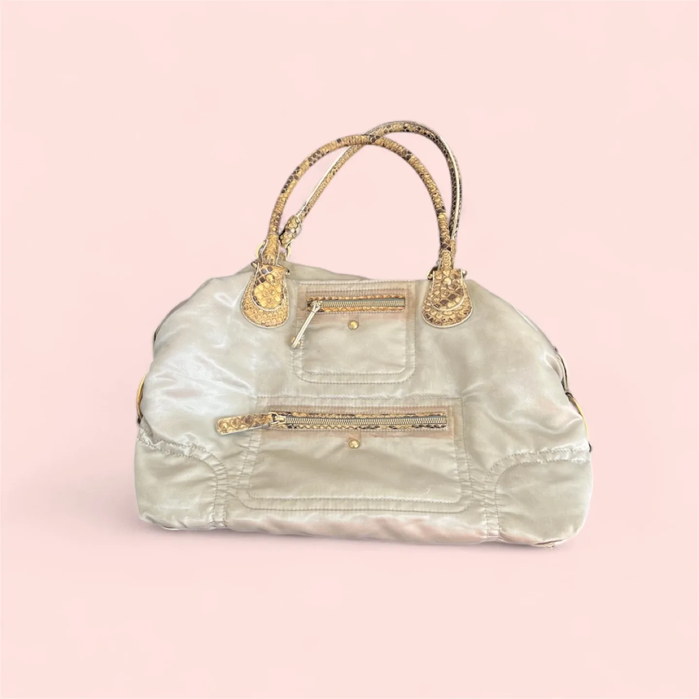 Tod's Beige Leather & Snakeskin Trim Handbag image indicator(4)