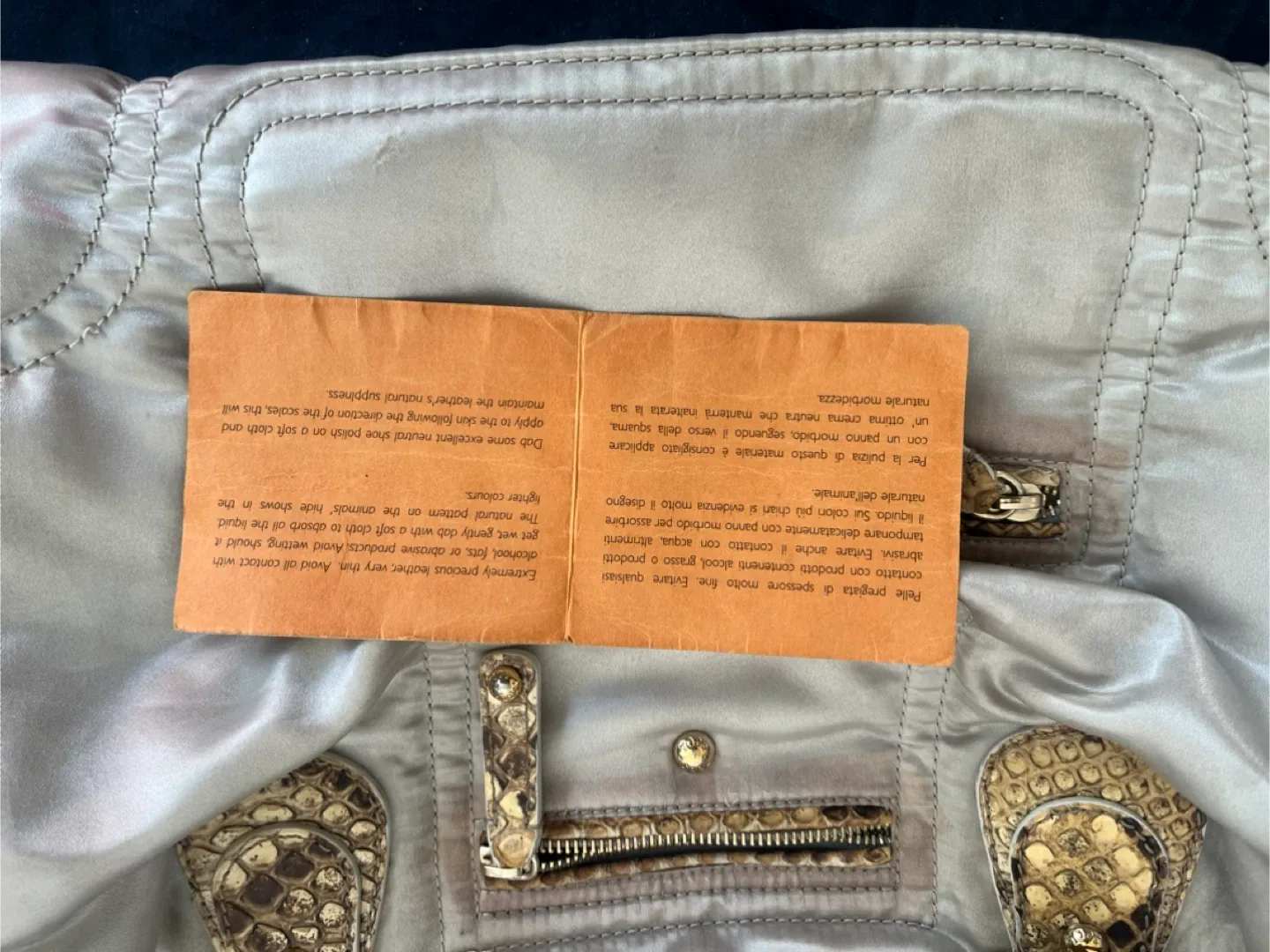 Tod's Beige Leather & Snakeskin Trim Handbag image indicator(7)