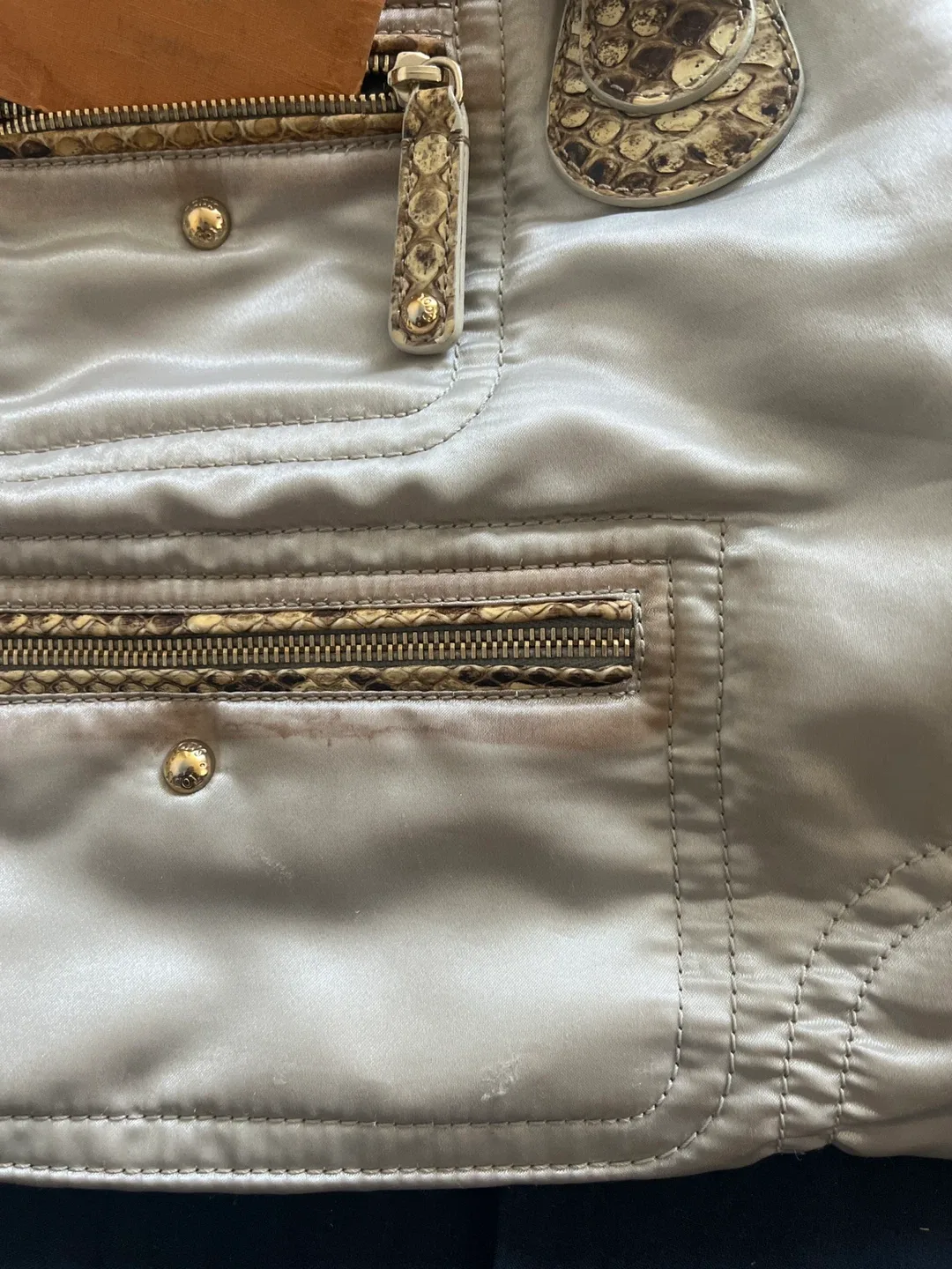 Tod's Beige Leather & Snakeskin Trim Handbag image indicator(10)