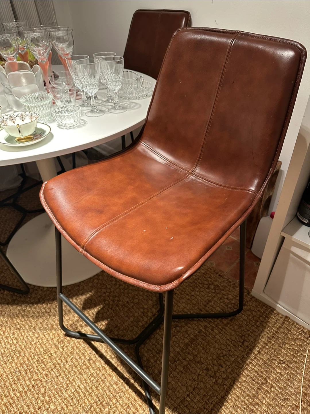 4X Brown Leather High Bar Stool - photo 2