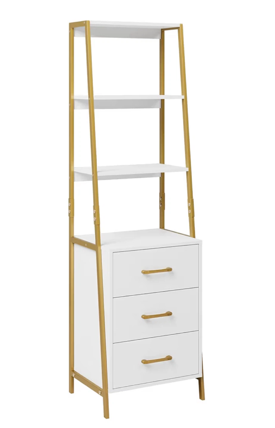 White & Gold Ladder Shelf with Drawers - photo 2