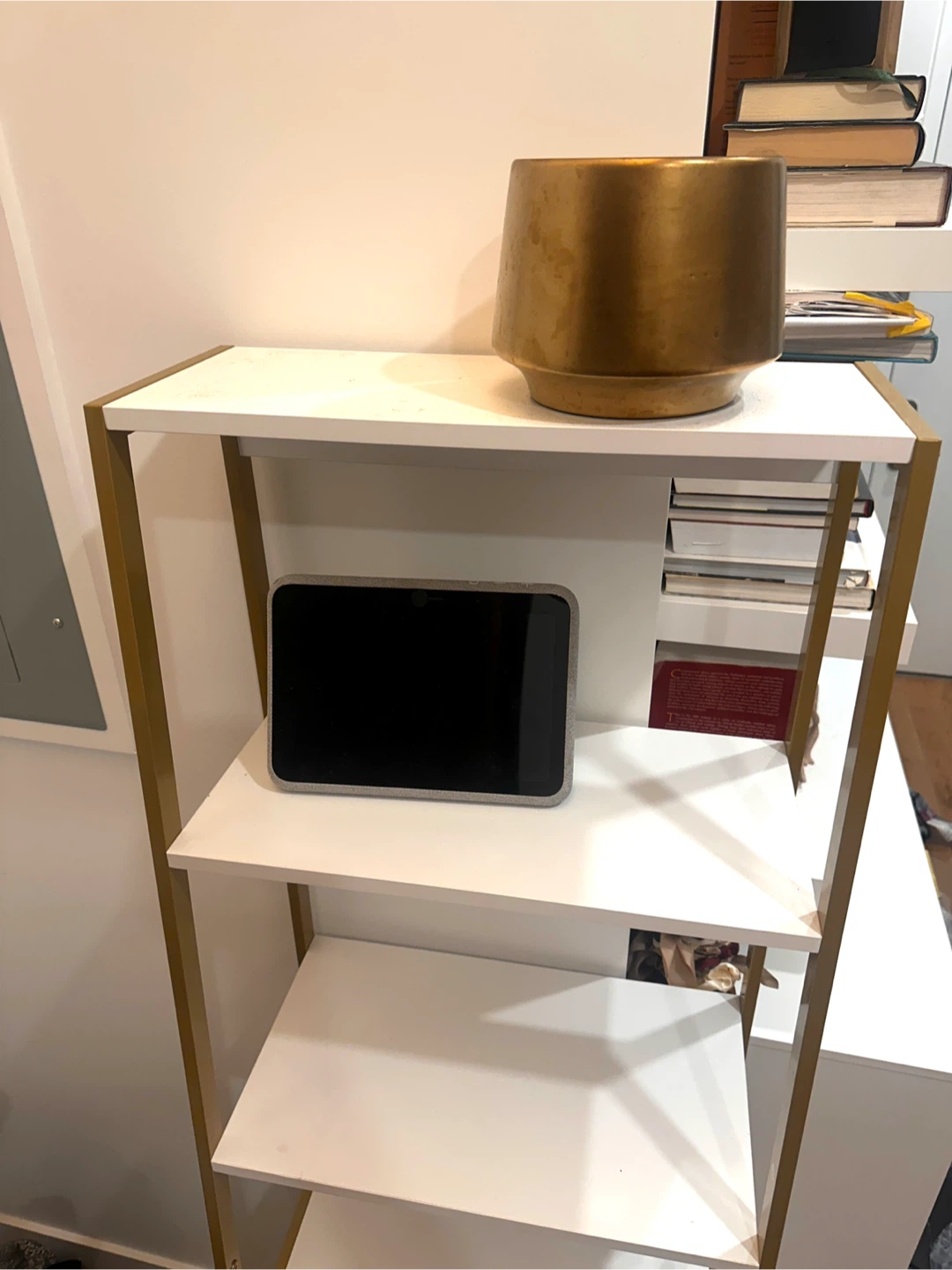 White & Gold Ladder Shelf with Drawers - photo 5