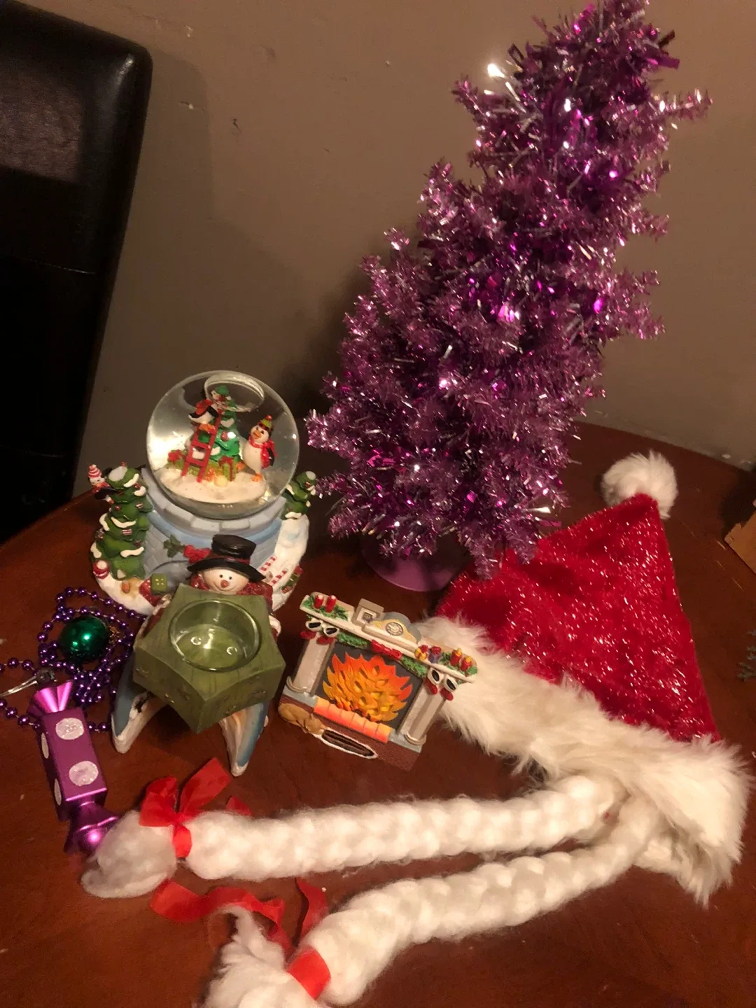 Purple Christmas Tree, Snowman Candle Holder & Decorations etc image indicator(9)