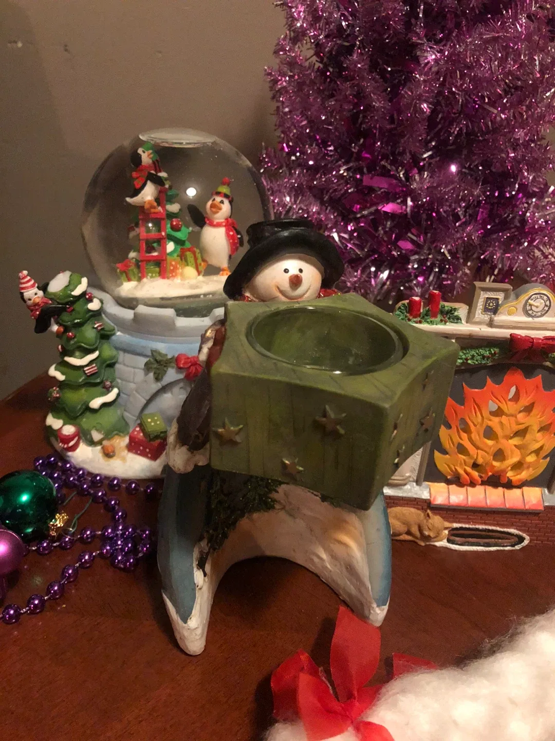 Purple Christmas Tree, Snowman Candle Holder & Decorations etc image indicator(3)