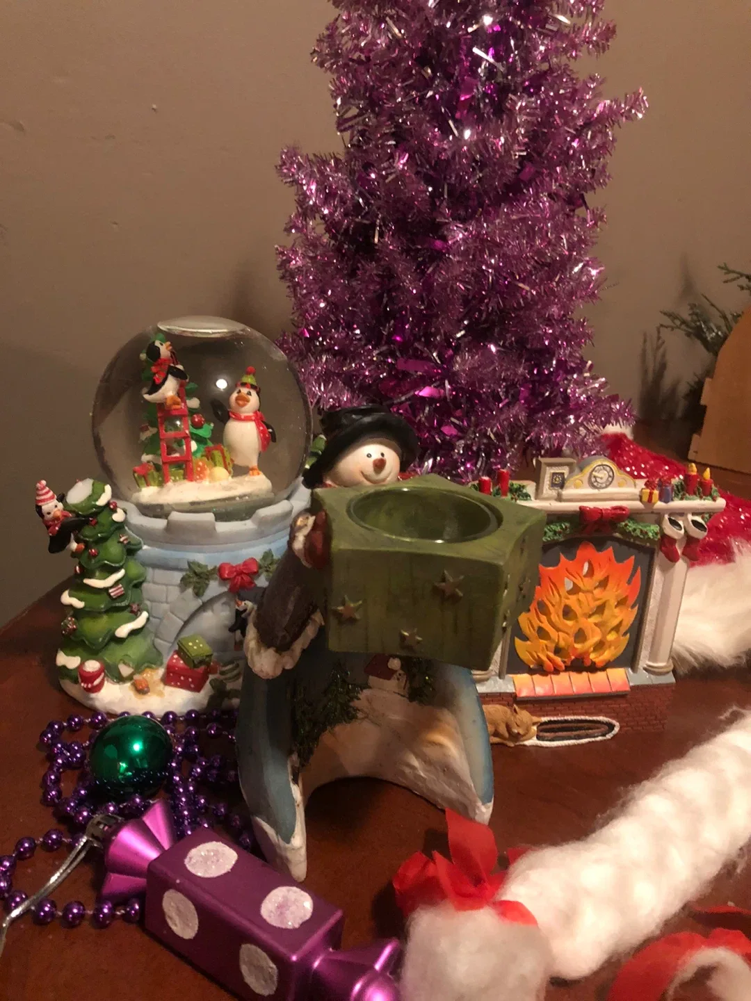 Purple Christmas Tree, Snowman Candle Holder & Decorations etc image indicator(5)