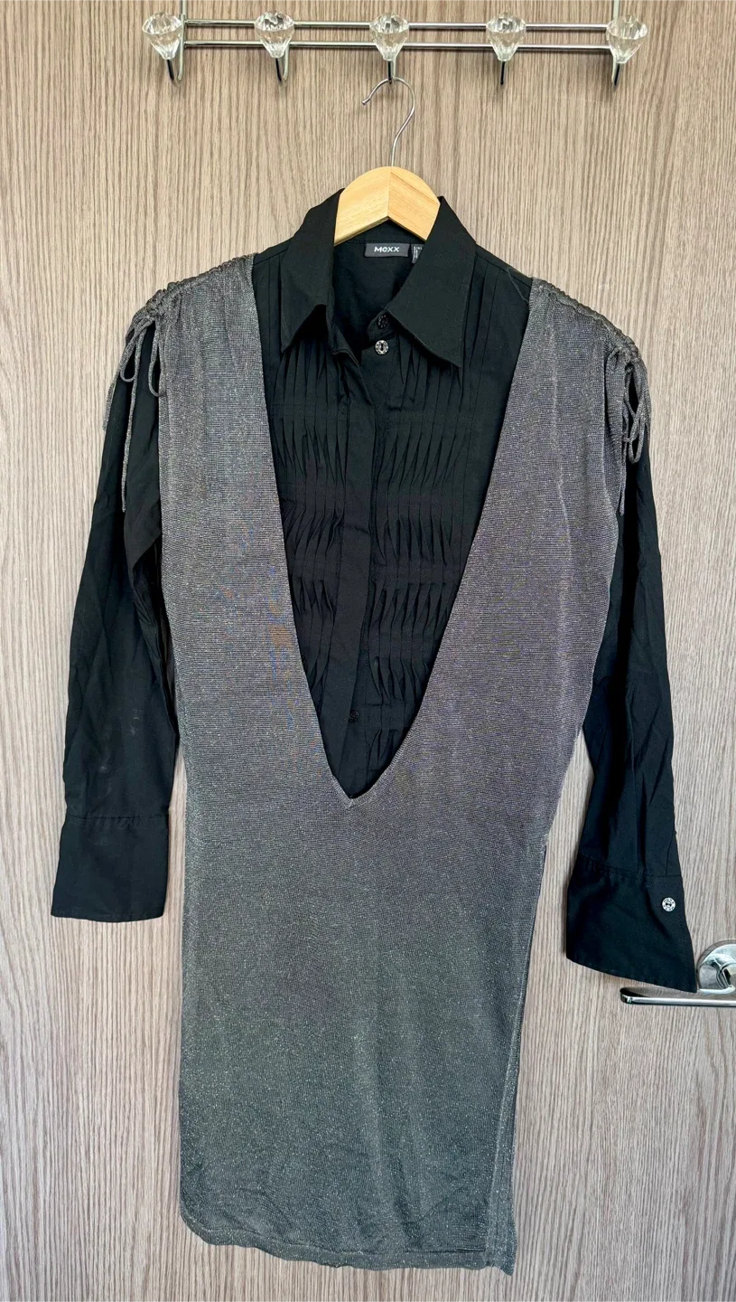 ZARA Metallic Dress + MEXX Black Pleated Shirt Office Combo image indicator(2)