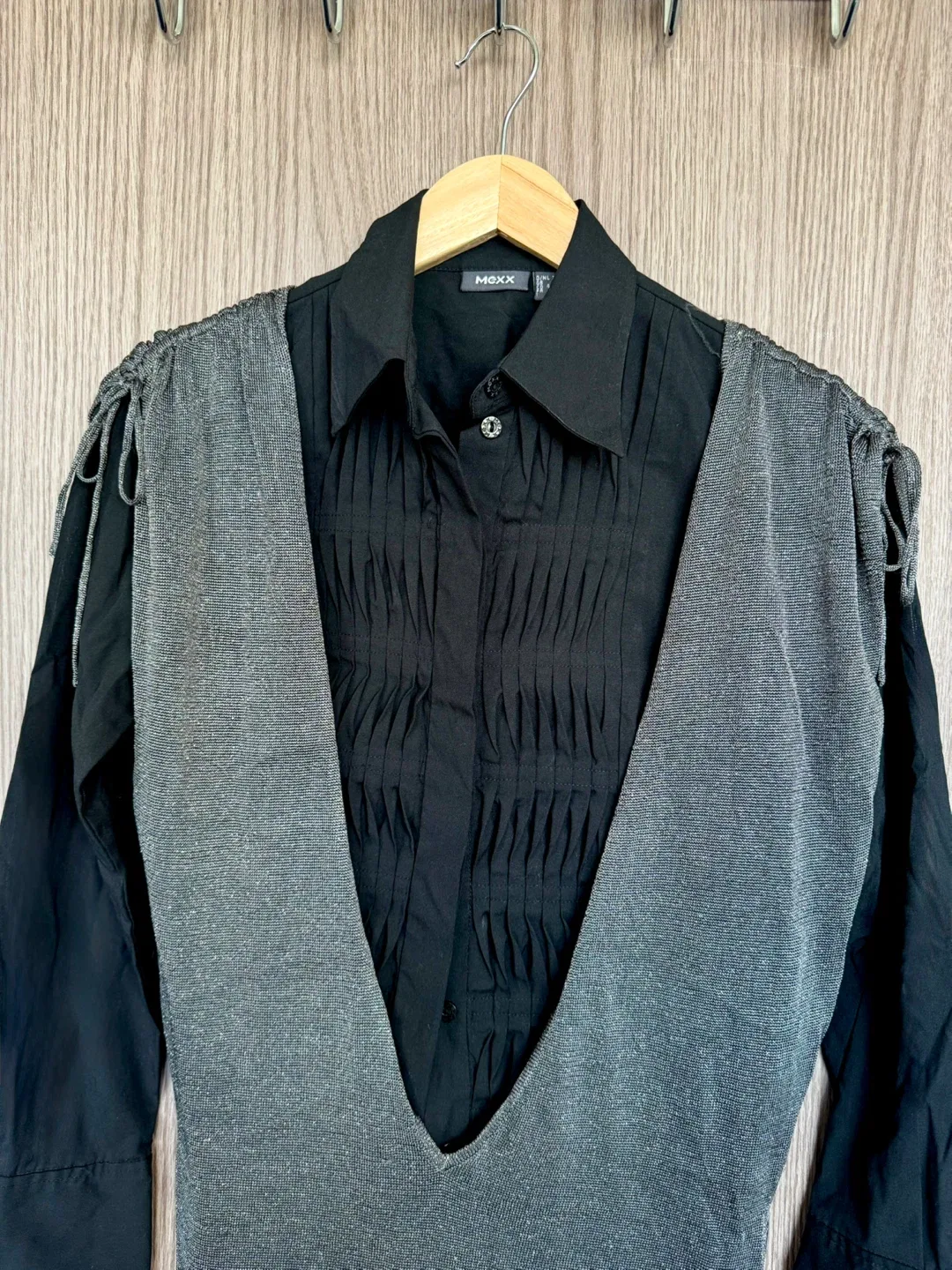 ZARA Metallic Dress + MEXX Black Pleated Shirt Office Combo image indicator(3)