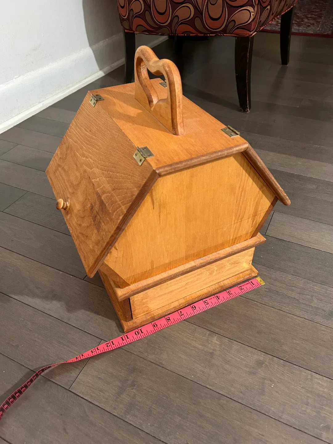 Vintage Wooden Sewing Box with Handle & Drawers image indicator(2)